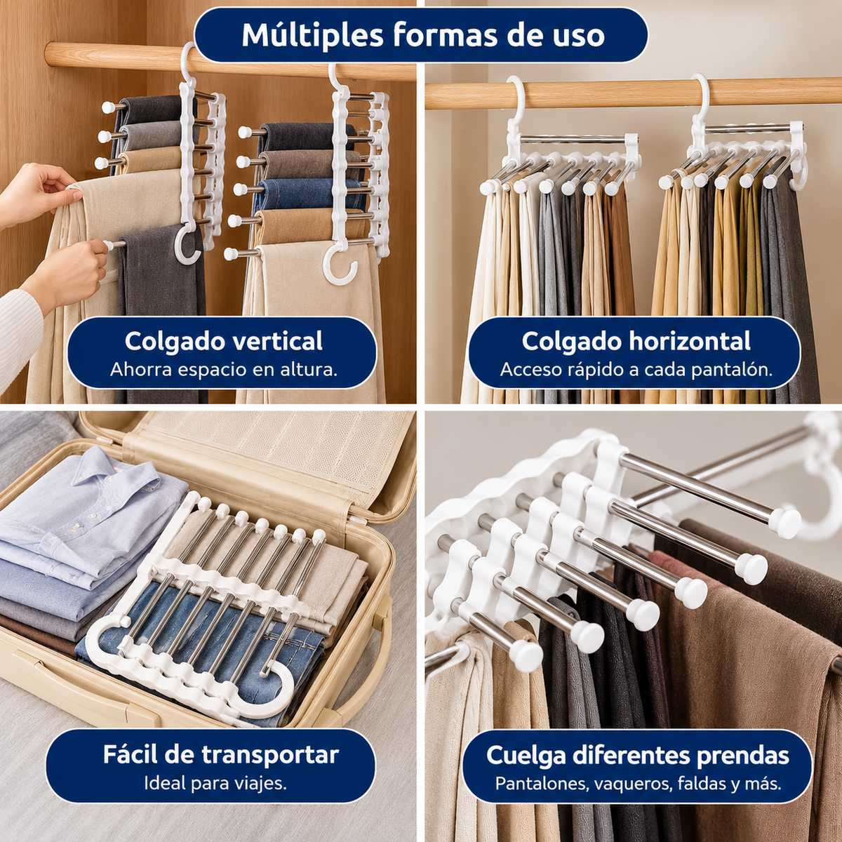 Velaris SpaceRack™ | Pack de 3 Organizadores de Pantalones